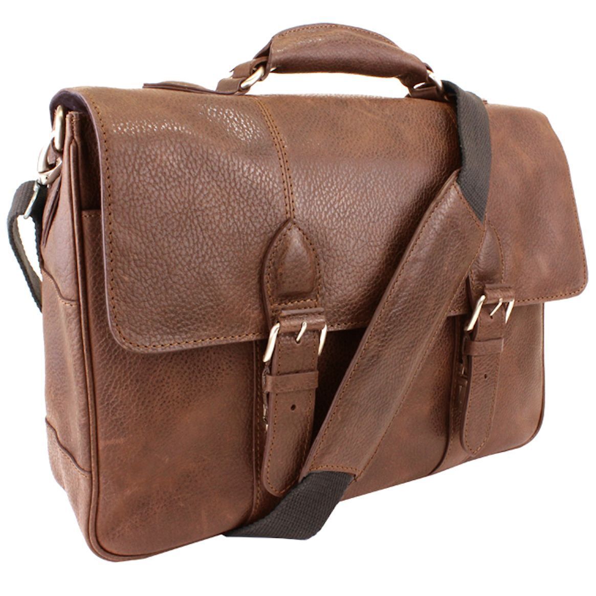 The British Bag Company Oily Tan Leather Briefcase  NEW