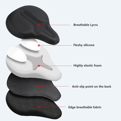 Silicone Large Wide Bike Seat Gel Cushion Cover Soft Cycling Bicycle Saddle Pad - Picture 13 of 15
