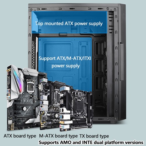 ATX M-ATX ITX Computer Case Side Transparent PC Case Support 290mm Graphi~w~ - Photo 3/14