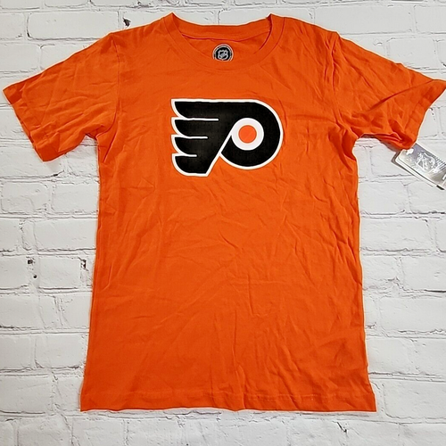 NHL Philadelphia Flyers SS Logo Tee Crew Neck T-Shirt Boys Large 12/14 - NEW