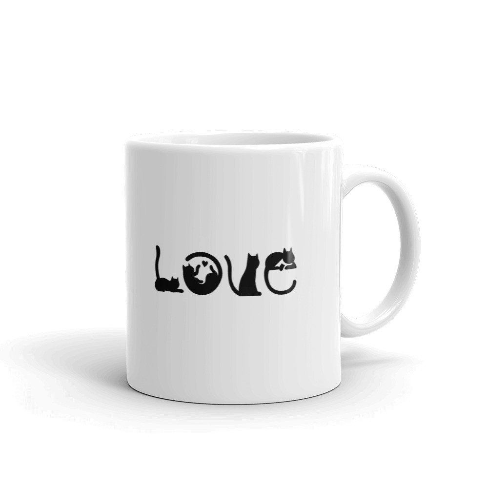 Love Spelled With Cats Ceramic Mug Cat Lover Gift Love Coffee Cat Mug/Cup