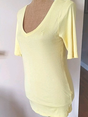 Ralph Lauren Yellow Logo V-Neck 1/2 sleeve Cotton shirt, Size Large NEW - Picture 5 of 8