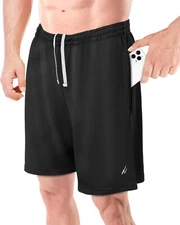 NY Threads Men's Athletic Shorts Quick Dry Lightweight Running Large, Black 