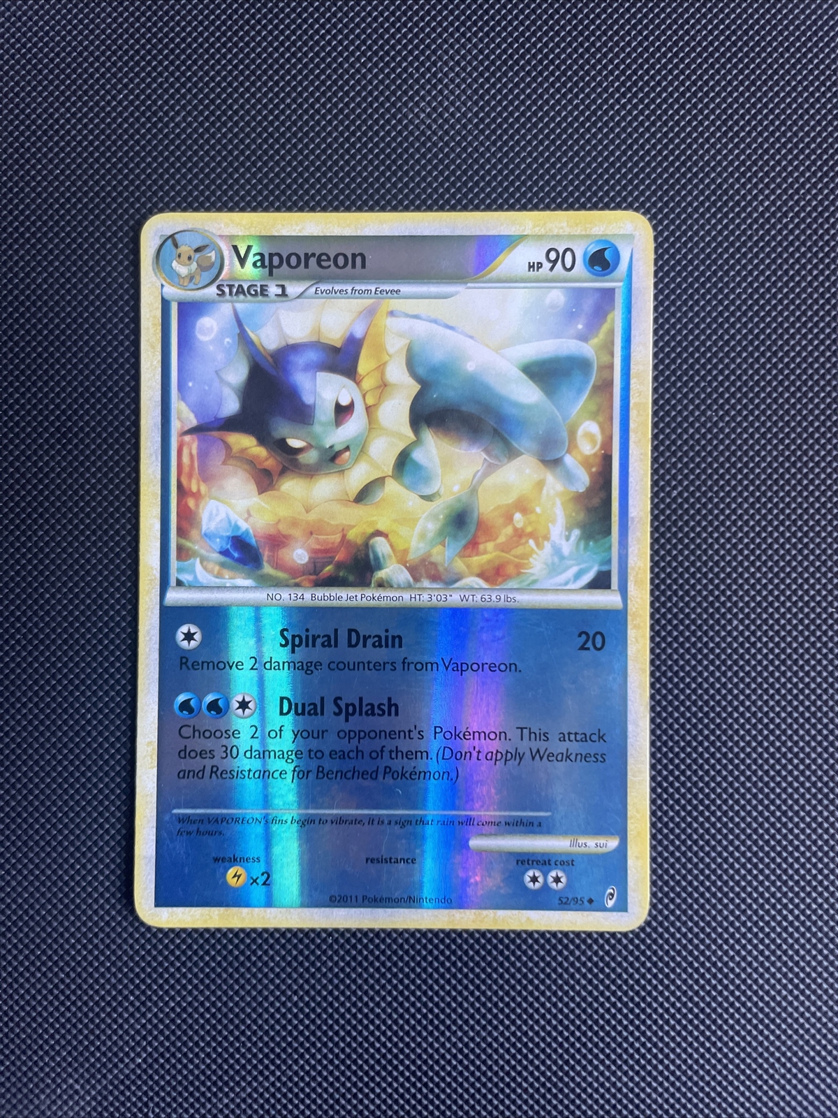 Pokemon Card - Vaporeon - 52/95 NM/LP condtion - Reverse Holo CALL OF LEGENDS