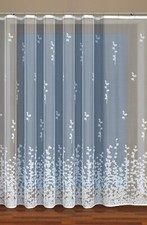 QBTEXTIL Gardinen mit Kräuselband Weiß Jacquard Blumen Muster