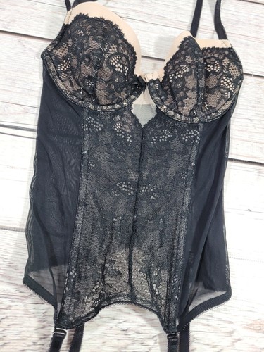 victoria’s Secret black lace teddy lingerie 34B Corset Bustier P11 - Picture 6 of 6