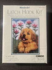 WonderArt Flower Pup Latch Hook Kit 4102 Precut Rug Yarn Canvas Instructions