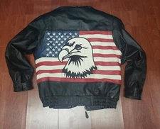 USA Bikers Dream Apparel Genuine Black Leather Jacket Size Large 