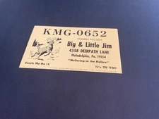 Philadelphia, Pa. ~ QSL Radio Card - KMG-0652 - Big & Little Jim   - Vintage