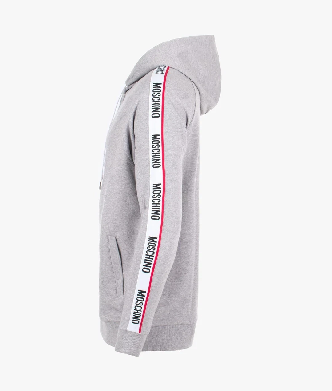 Felpa con cappuccio e zip Moschino Tape Logo colore grigio taglia S prezzo consigliato £275