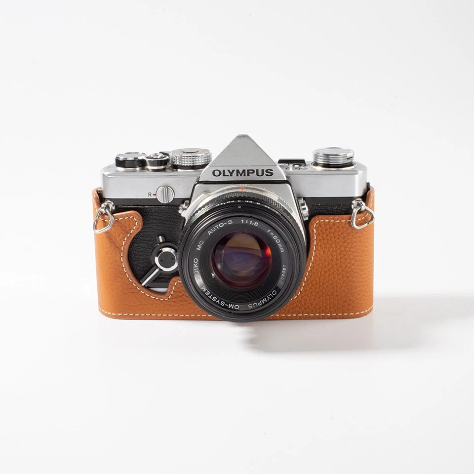 Funda de media cámara de cuero real genuino para Olympus OM-1/1N OM-2/2N OM-4TI Foto 4 de 4