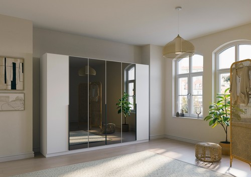 Rauch Skyla 6 Hinged Doors Wardrobe With Grey Mirror Front - Picture 6 of 32