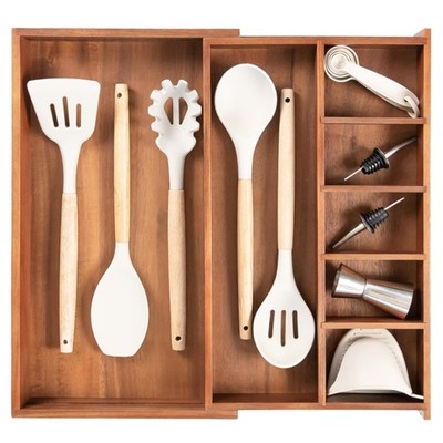 KitchenEdge Adjustable Kitchen Drawer Organizer for Utensils and Junk, Food-Safe