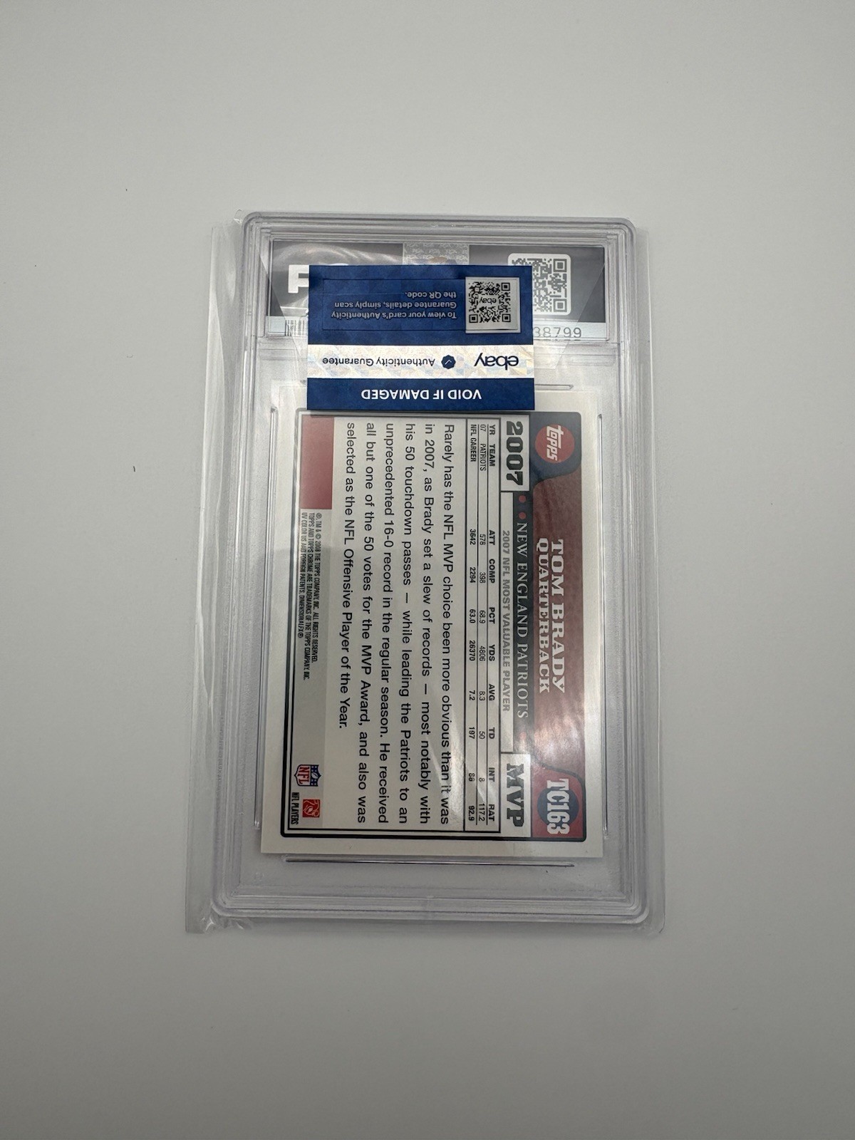 2008 Topps Chrome Tom Brady PSA 10 view 2