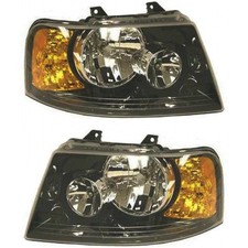 For Ford Expedition Headlight 2003-2006 Pair Passenger And Driver Side Black Hsg