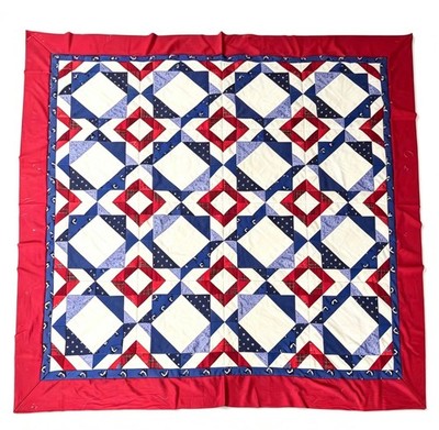 Handmade Patriot Courage Cotton Patchwork quilt top/topper 86x86''