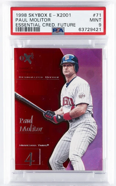 1998 SKYBOX E-X 2001 ESSENTIAL CREDENTIALS FUTURE #71 PAUL MOLITOR #/30 PSA 9