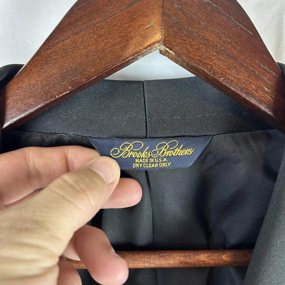 Chaqueta Esmoquin Brooks Brothers Para Hombres 44 Negro Chal Solapa Un Botón Lana Hecha en EE. UU. Foto 4 de 4