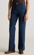 Quince sz. 6 Navy Blue French Terry Wide Leg Pants Casual Minimalist Classic