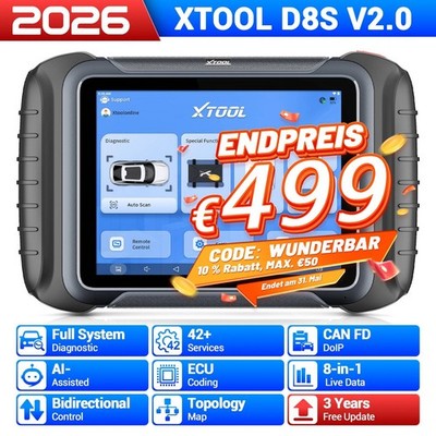 XTOOL D8S OBD2-Scanner Bidirektionales Scan-Tool Topologiekarte ECU-Codierung
