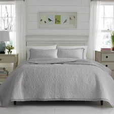 Crochet Cotton Reversible Quilt Bedding Set White 