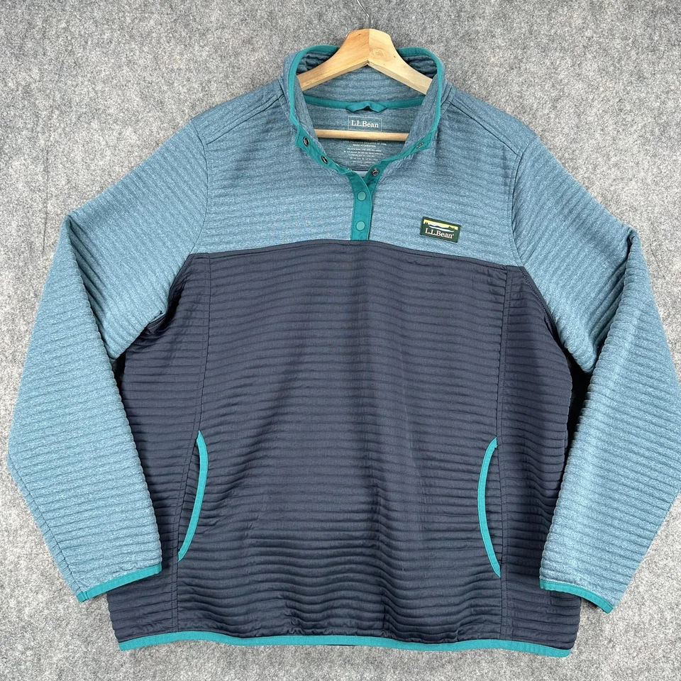 Pullover L.L.Bean Airlight para mujer extra grande azul acolchado frente a presión polar Foto 2 de 4