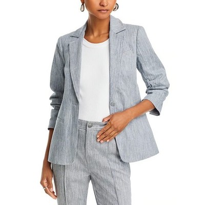 NEW Cinq a Sept Cinq A Sept Khloe Ruched Sleeve Blazer In Indigo/white size 4
