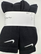 Nike Crew Socks Black DriFit 6-Pack Youth 5-7 Women  s 6-10 Men  s 6-8 NWT New
