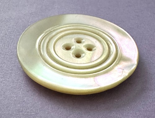 Large Vintage Carved White Mother of Pearl Button - Iridescent and Lustrous