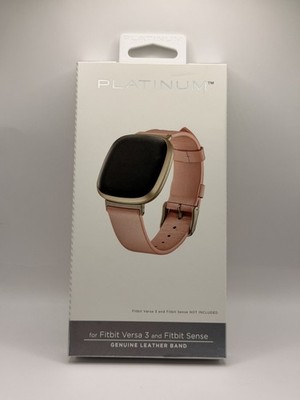 Platinum Genuine Leather Band for FitBit Versa 3 and Fitbit Sense | Pink