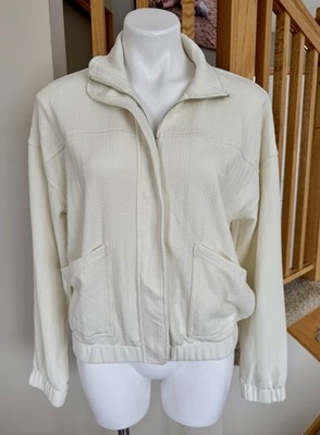 NWT Hem & Thread Women Size Small Cream Full Zip Spring Jacket Stretch Orig $62