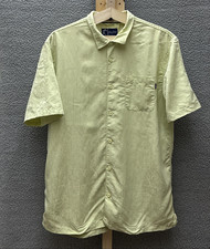 VTG O'Neill Shirt Mens XL Yellow Textured Hawaiian Tropical AOP Cotton Button Up