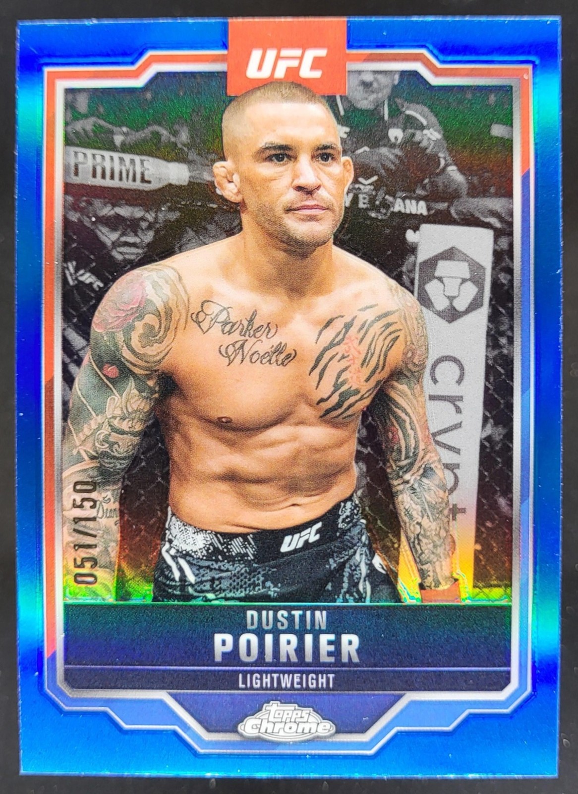 2025 Topps UFC Chrome Dustin Poirier Blue Refractor /150 #7 NS6
