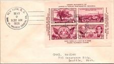 1936 FDC SC #778 3ª Exposición Filatélica Internacional (TIPEX) SS Nueva York, Nueva York