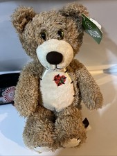 First  Main Tender Teddy Brown Bear Plush Stuffed Animal Red plaid Heart 12  