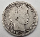 《Silver》1897  USA BARBER QUARTER -- .1808 OZ of SILVER!!!
