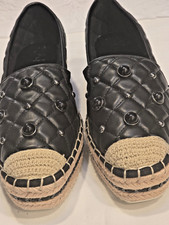 Karl Lagerfield Paris DALIA Leather Quilted Platform Espadrilles women's sz 7/8