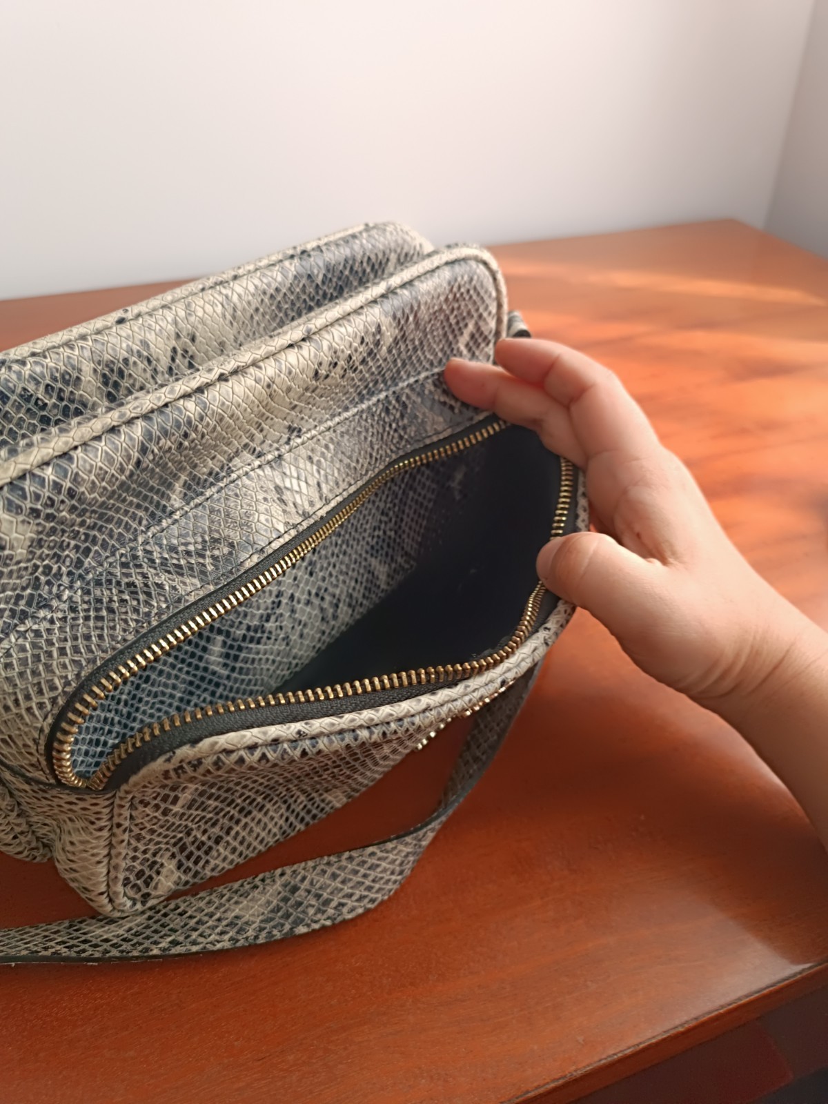 Roberto Cavalli Python-Embossed Leather Shoulder Bag Long Strap 30cmx15 cm — image 16