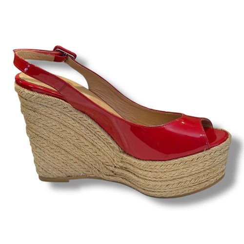 Scarpe Valentino espadrillas zeppa slingbacks St. Tropez rosso vernice punta aperta 36 - Foto 10 di 19