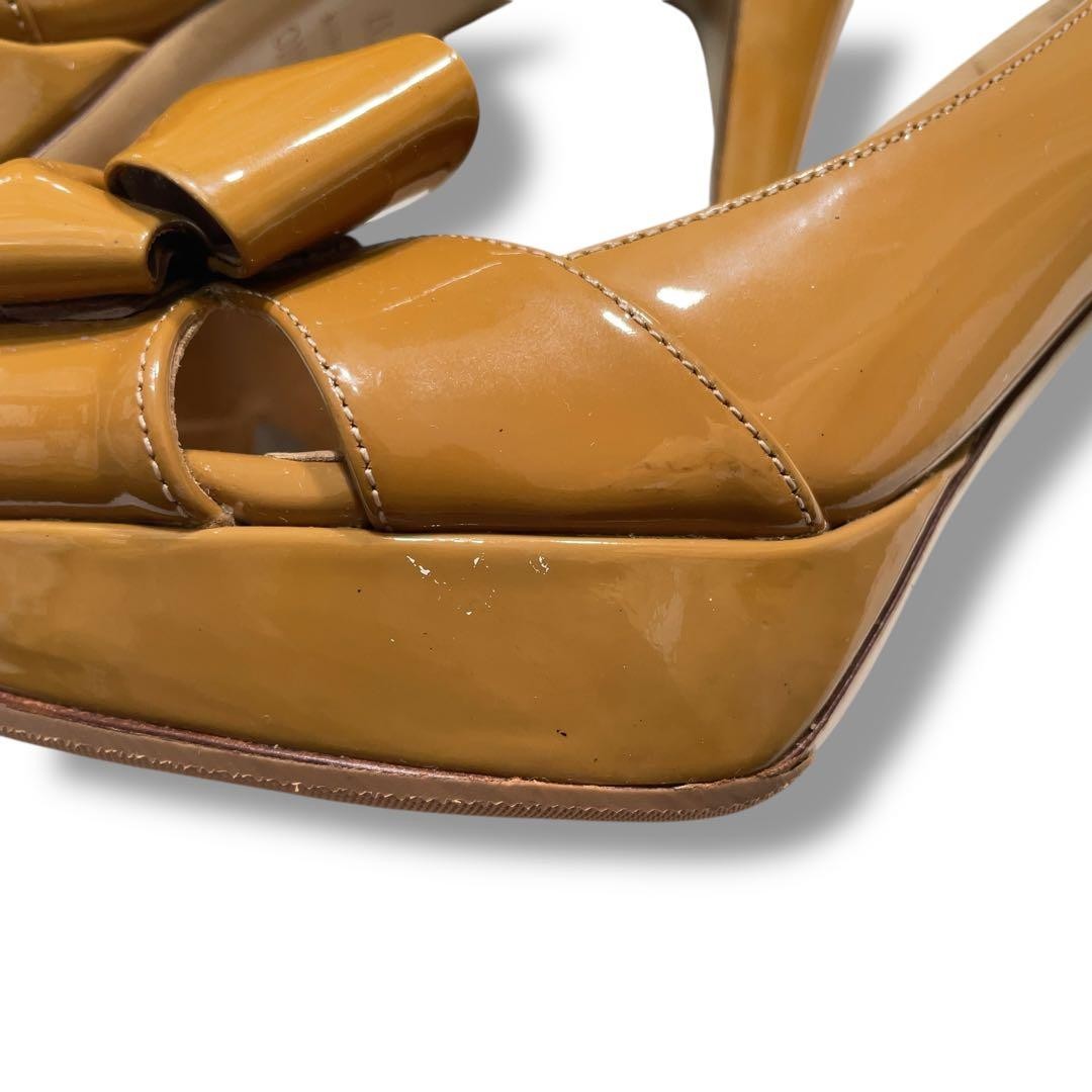 VALENTINO GARAVANI Pumps 37 Patent Leather Camel Color Elegant Design thumbnail 8