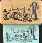 Ready Made Rubber R.L. Crabb Race Against Time Clocks Comic Rubber Stamp RARE