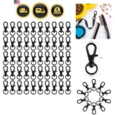Swivel Clasps Lanyard Snap Hook 50 Pcs Metal Lobster Claw Clip Black