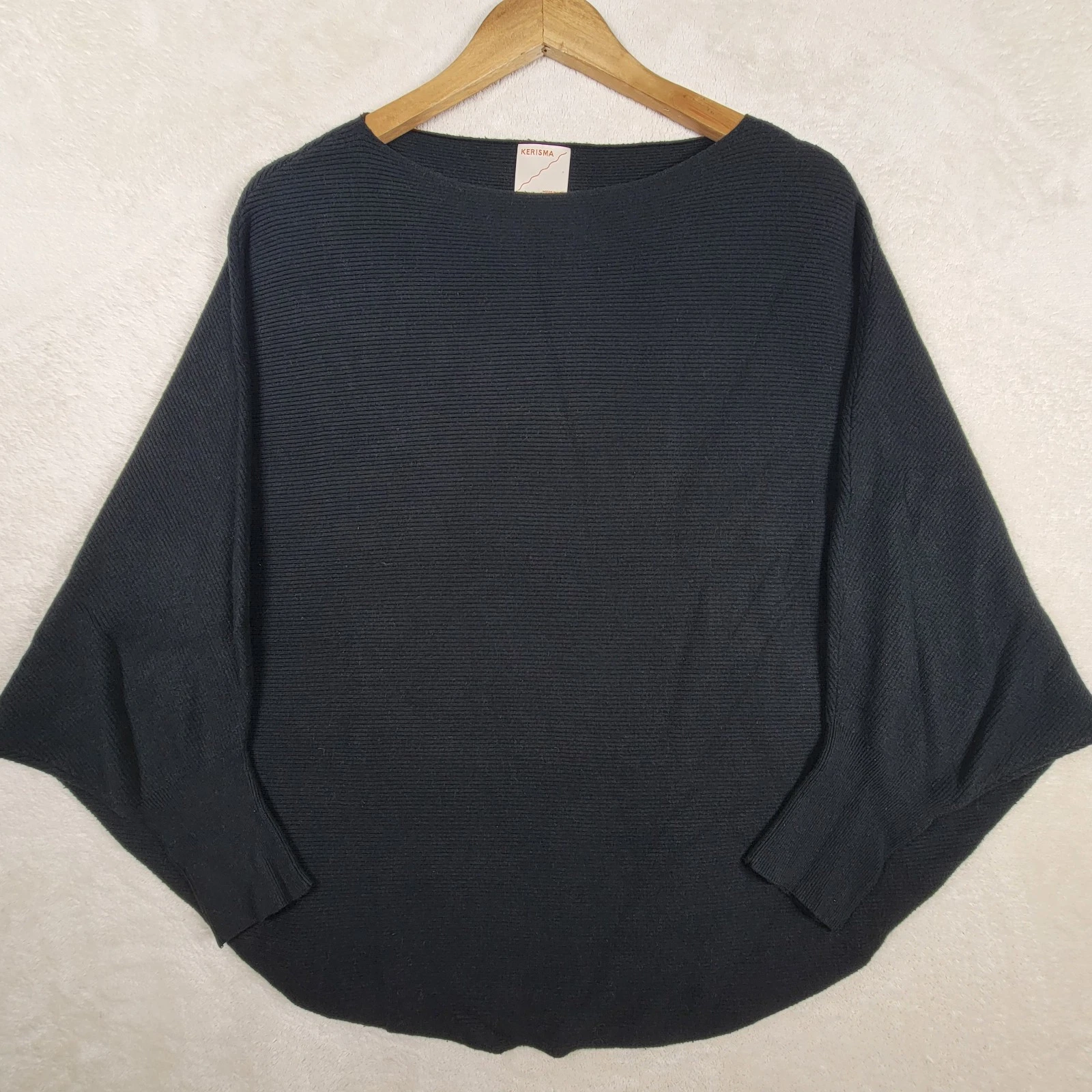 Kerisma Poncho Black Women's One Size Cozy Knit