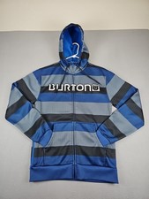Burton DryRide Zip-Up Hoodie Men's Small Blue Striped Fleece Lined Jacket