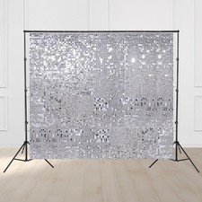 Instahibit 8.5x10 Ft Backdrop Stand w/ 72 Shimmer Wall Panels for Party Silver