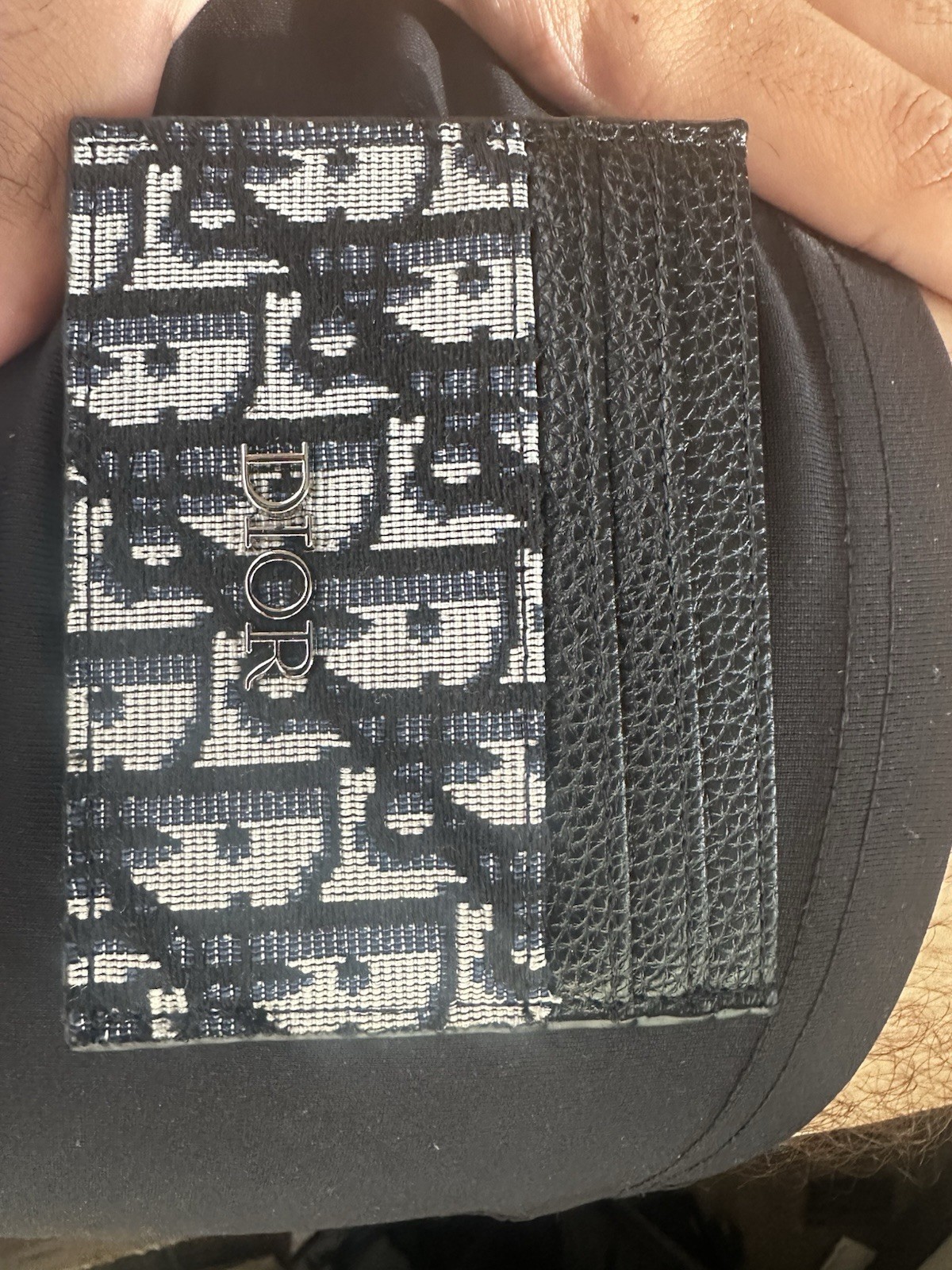 Dior Oblique Jacquard Black Grey Card Holder