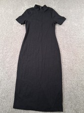 Shein Curve 0XL Womens Dress Black Midi Short Sleeve Polyester Blend