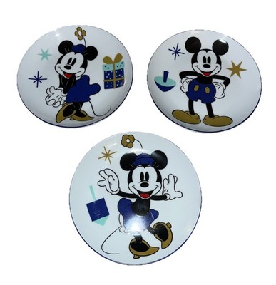 Disney Mickey & Minnie Mouse Hanukkah Celebration Appetizer Plates Set of 3