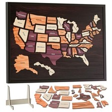 Wooden USA Travel Map Puzzle, 12"x10"