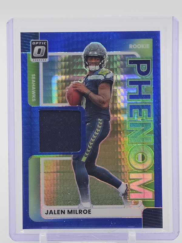 JALEN MILROE 2025 DONRUSS OPTIC PHENOM BLUE HYPER PRIZM ROOKIE PATCH Q0819